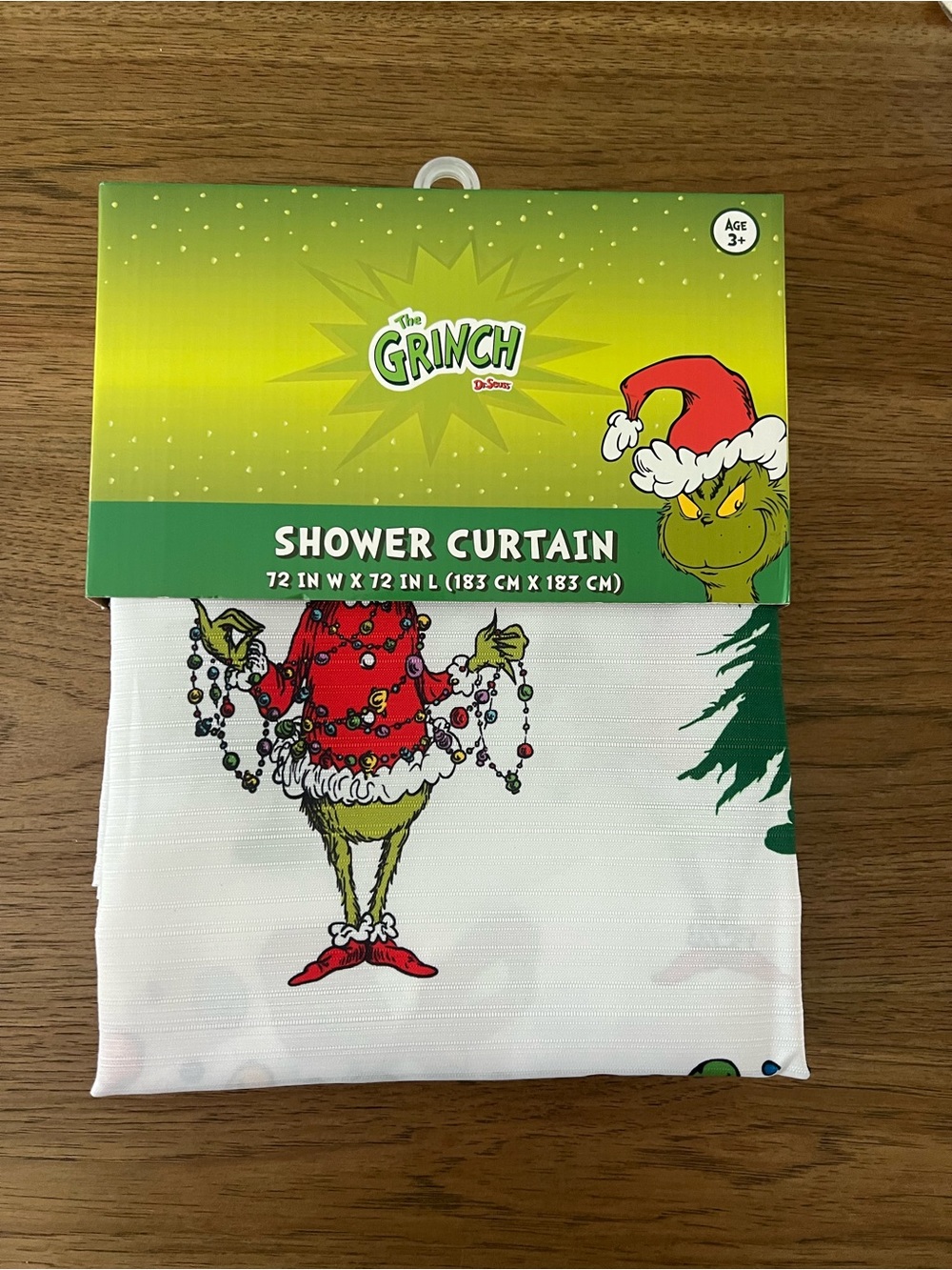 NEW The Grinch Holiday Shower Curtain - Red & Green